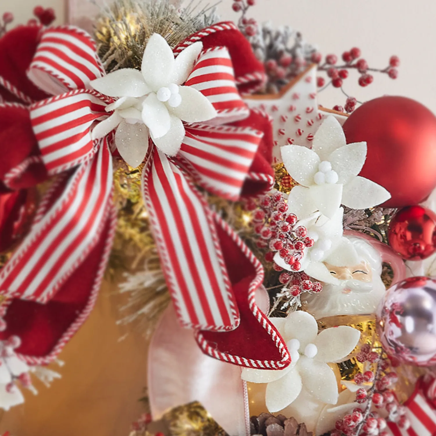 Hot The Jolly Christmas Shop Raz 25" White Felt Poinsettia Christmas Tree Spray F4306768