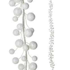 Sale The Jolly Christmas Shop Raz 6' White Glittered Ball Ornament Christmas Garland G4202448