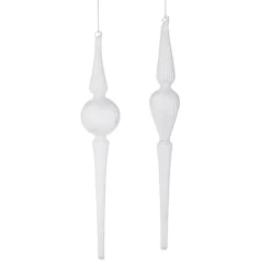 Clearance The Jolly Christmas Shop Raz 14.25" White Large Finial Glass Christmas Ornament 4222811