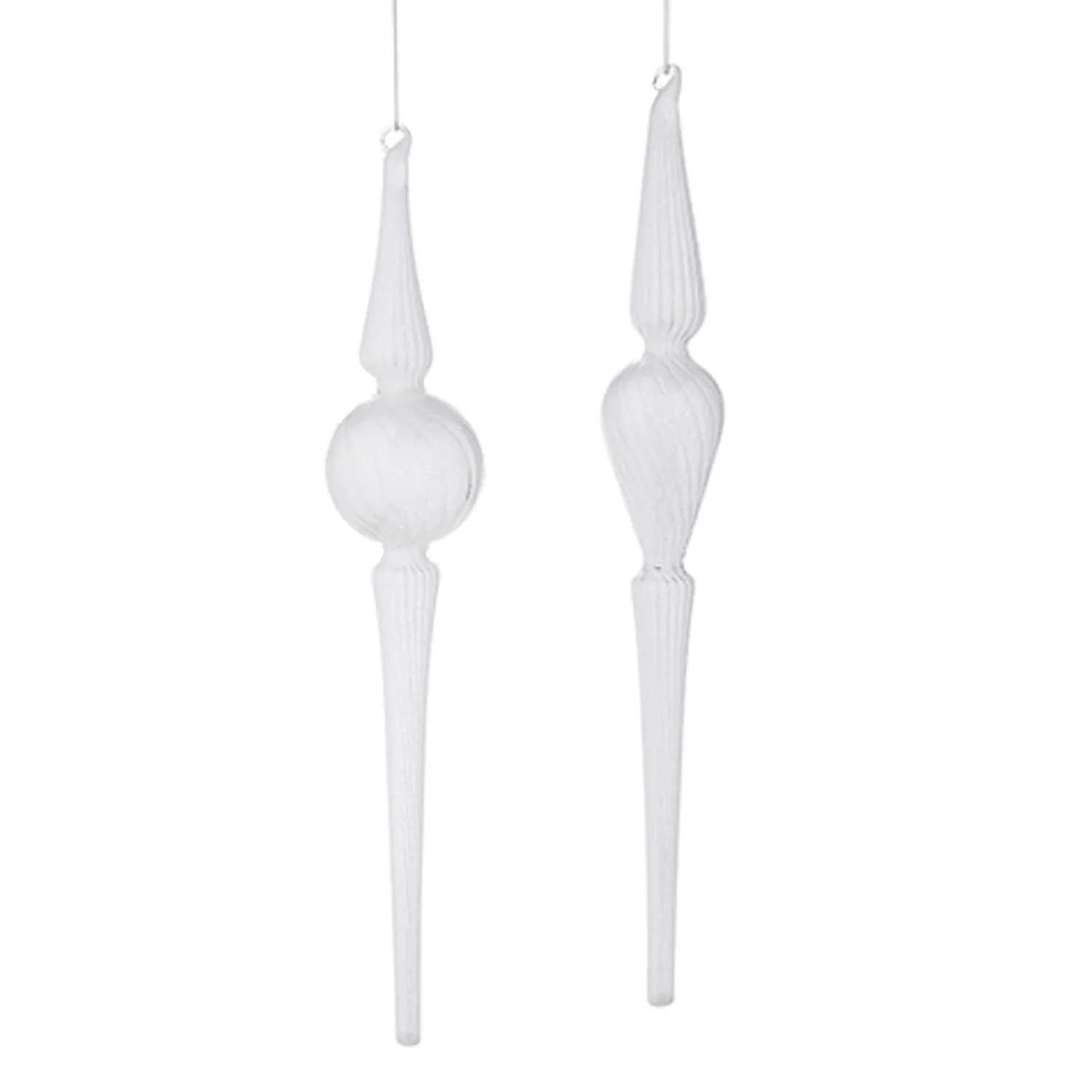Clearance The Jolly Christmas Shop Raz 14.25" White Large Finial Glass Christmas Ornament 4222811