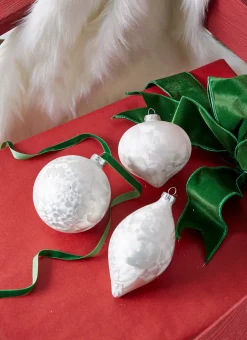 Discount The Jolly Christmas Shop Raz 4" White Matte Crackle Glass Christmas Ornament 4322857