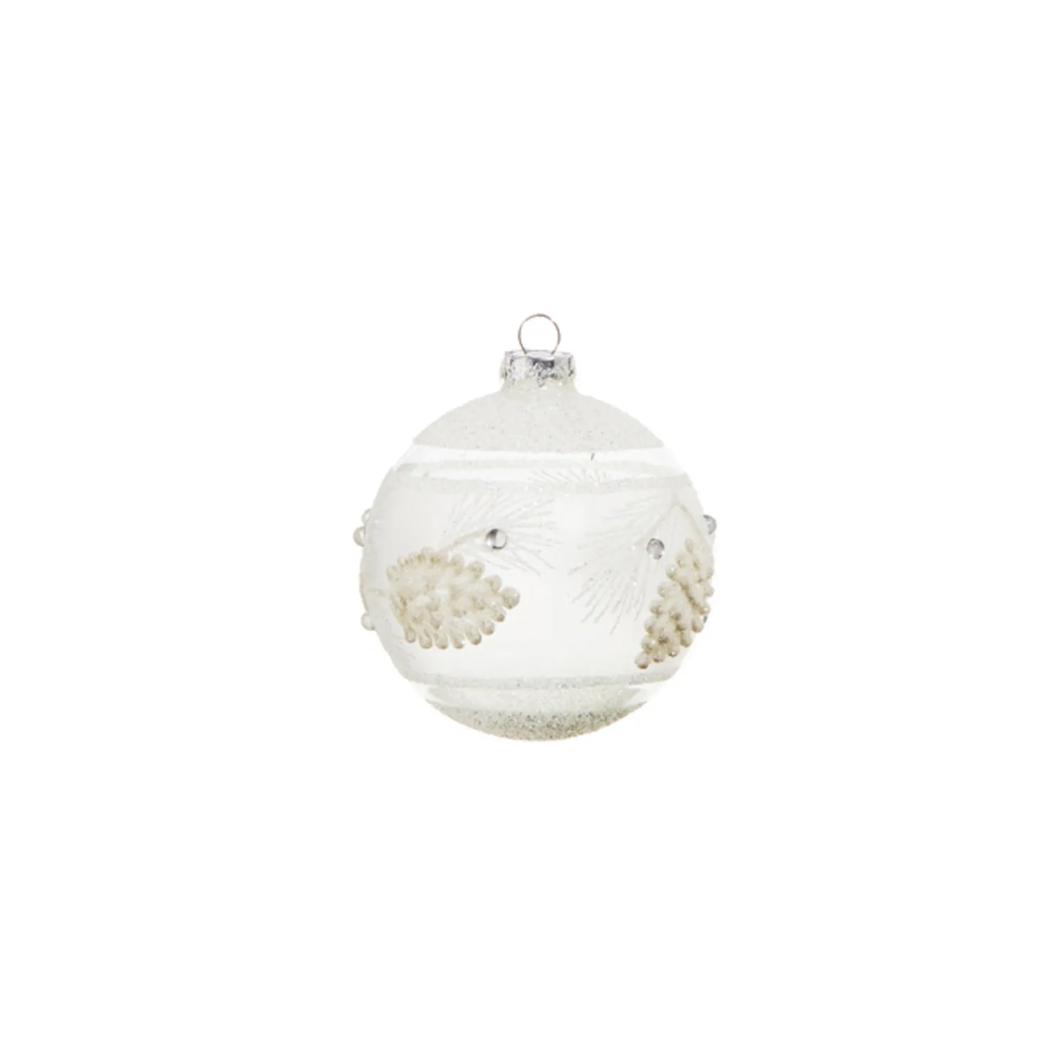 The Jolly Christmas Shop Raz 4" White Textured Pinecone Glass Christmas Ornament 4324587