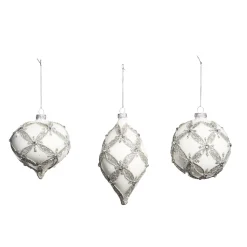 Online The Jolly Christmas Shop Raz 4" White With Silver Embellishment Glass Christmas Ornament 4322834