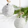 New The Jolly Christmas Shop Raz 4" Whitewashed Mercury Glass Ball Christmas Ornament 4238333