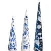 Hot The Jolly Christmas Shop Raz Blue And White Delft Botanical Glass Trees Christmas Decorations Set Of 3 4422866