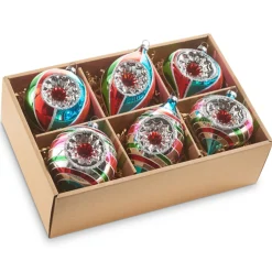 Sale The Jolly Christmas Shop Raz Box Of 6 5.25" Multicolor Vintage Glass Christmas Ornaments 4320853
