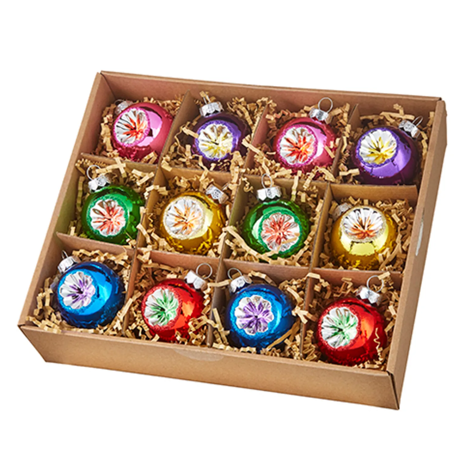 Discount The Jolly Christmas Shop Raz Box Of 2" Vintage Reflector Glass Christmas Ornament 4220974