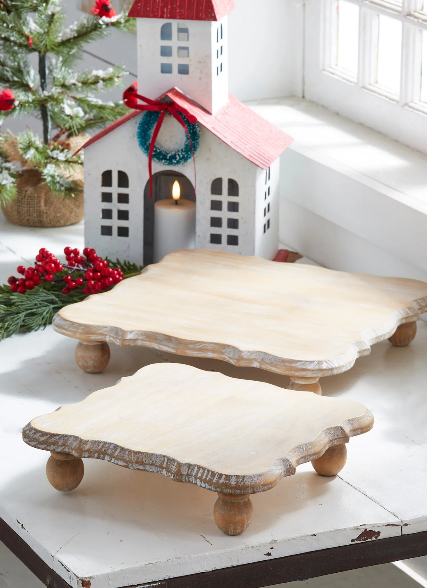 Clearance The Jolly Christmas Shop Raz Brown White Washed Square Riser Christmas Decoration 4328020
