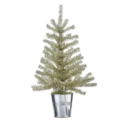 Hot The Jolly Christmas Shop Raz Champagne Tinsel Tree In Galvanized Bucket Christmas Decoration