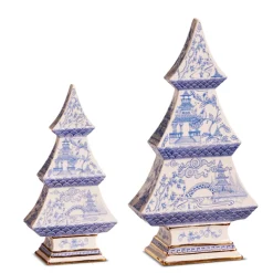 Sale The Jolly Christmas Shop Raz Chinoiserie Delft Blue Christmas Tree Figures