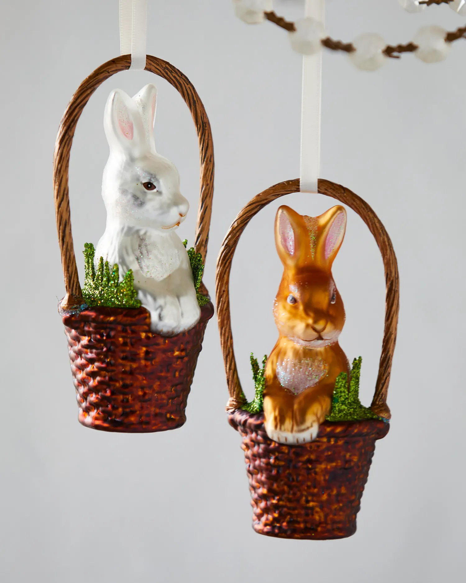 Clearance The Jolly Christmas Shop Raz Eric Cortina 5.5" Basket With Bunny Glass Easter Ornament 4453104