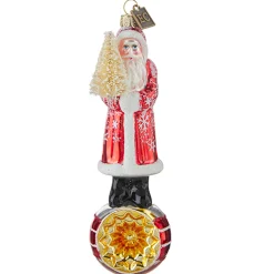 New The Jolly Christmas Shop Raz Eric Cortina 6.5" Elegant Snowflake Santa With Reflector Glass Christmas Ornament 4253162