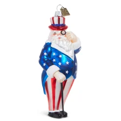Online The Jolly Christmas Shop Raz Eric Cortina 5.5" Patriotic Santa Glass Christmas Ornament 4353129