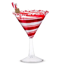 Sale The Jolly Christmas Shop Raz Eric Cortina 6" Peppermint Cocktail Glass Christmas Ornament 4353119