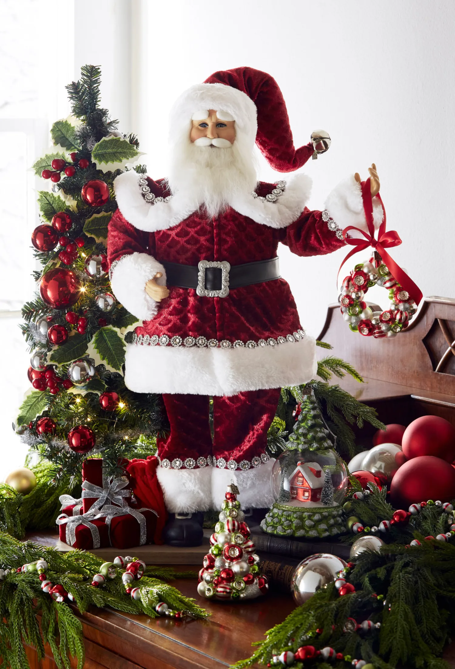 Best The Jolly Christmas Shop Raz Eric Cortina 24" Traditional Jeweled Santa With Lighted Christmas Tree Figure 4415628