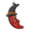 Outlet The Jolly Christmas Shop Raz Eric Cortina 4.75" Witchy Moon With Hat Glass Halloween Ornament 4453110