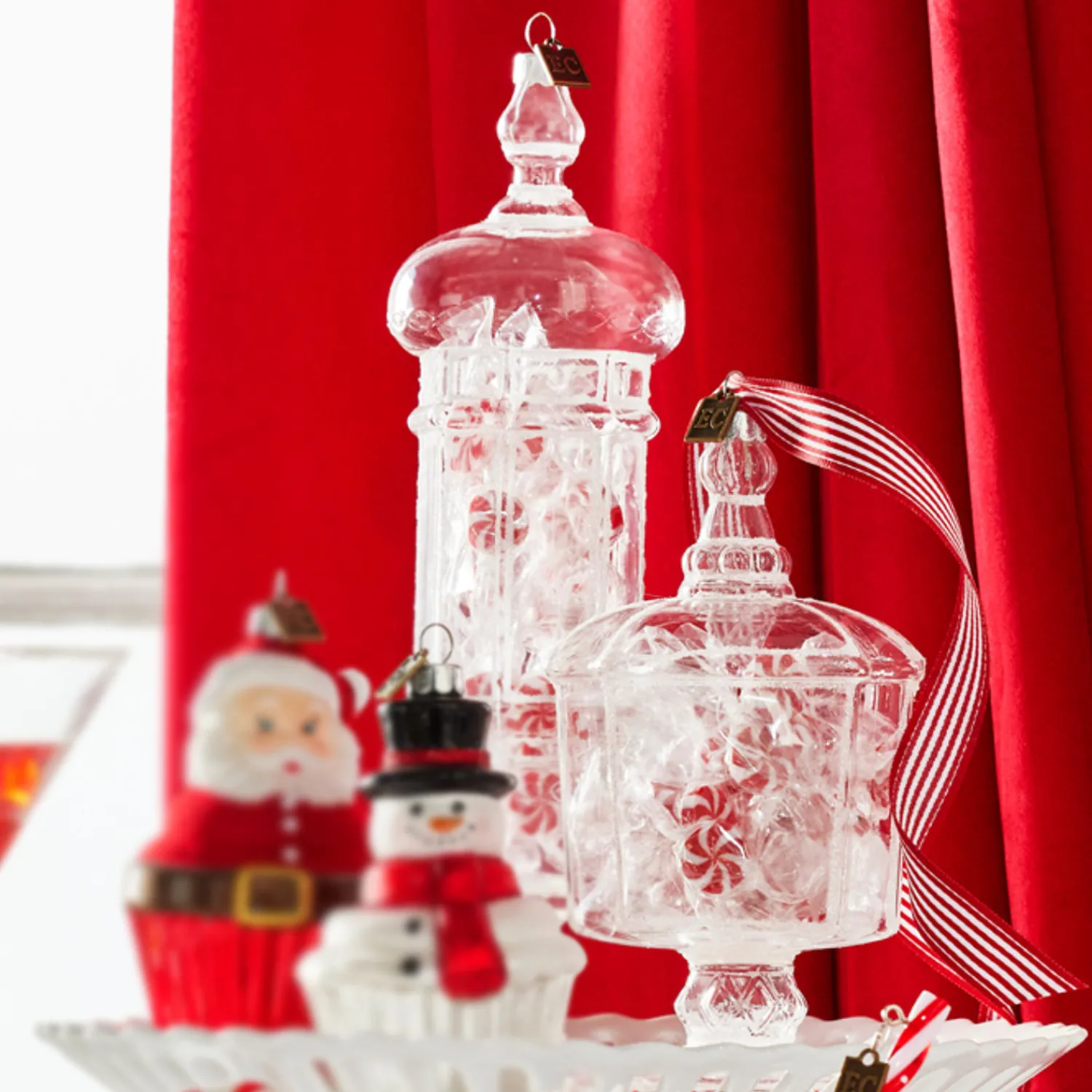 Hot The Jolly Christmas Shop Raz Eric Cortina Small Or Large Christmas Candy Jar Glass Ornament