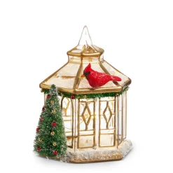 Sale The Jolly Christmas Shop Raz Glass Lighted Gold Church Or Pagoda Christmas Figure