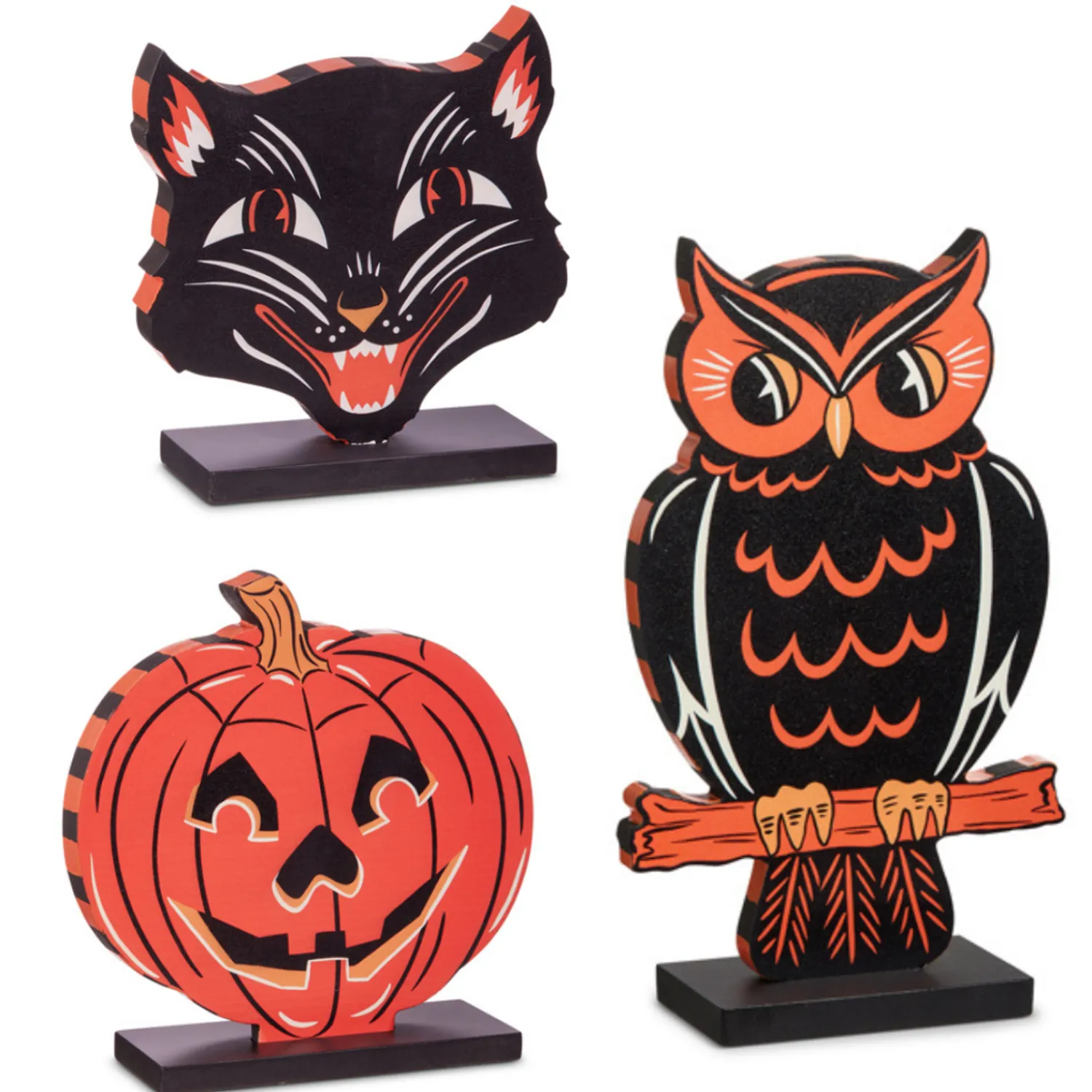 Discount The Jolly Christmas Shop Raz Jack O Lantern, Scaredy Cat, Or Owl Block Cut Out Standing Halloween Sign