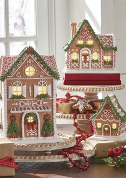 Hot The Jolly Christmas Shop Raz LED Lighted Holiday Spice Gingerbread House Christmas House Figure