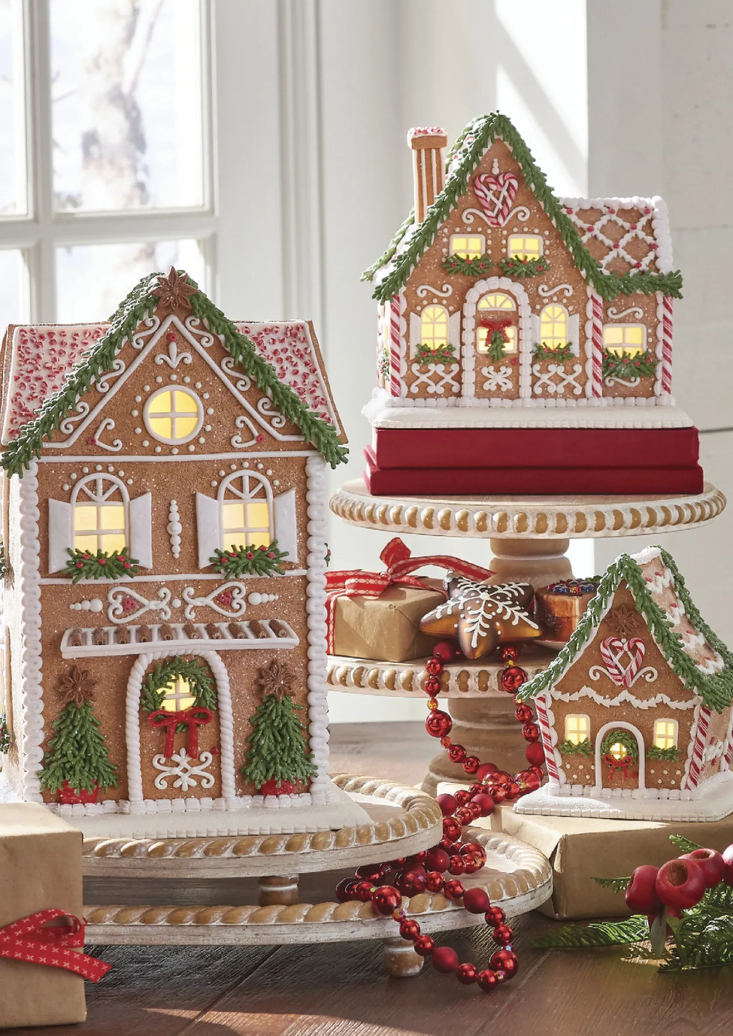 Hot The Jolly Christmas Shop Raz LED Lighted Holiday Spice Gingerbread House Christmas House Figure