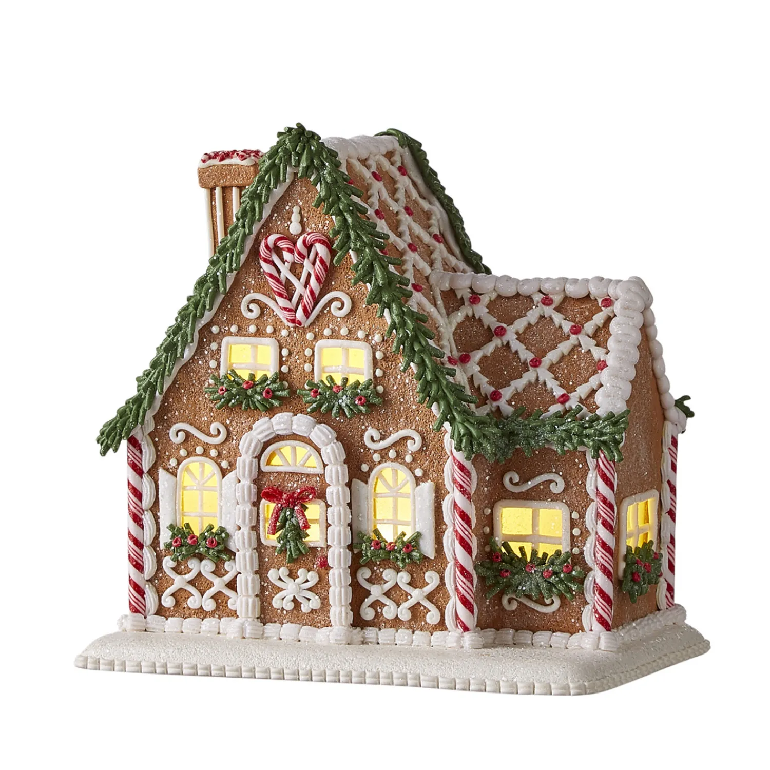 Hot The Jolly Christmas Shop Raz LED Lighted Holiday Spice Gingerbread House Christmas House Figure