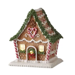 Hot The Jolly Christmas Shop Raz LED Lighted Holiday Spice Gingerbread House Christmas House Figure