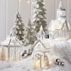 Hot The Jolly Christmas Shop Raz Lighted Silver Church Or Pagoda Glass Christmas House Decoration