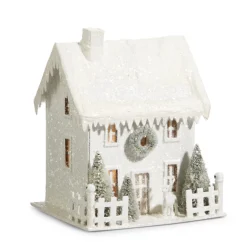 New The Jolly Christmas Shop Raz Lighted Snowy Cardboard Christmas House Decoration