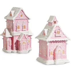 Discount The Jolly Christmas Shop Raz Pink And White Lighted Christmas Gingerbread House Decoration