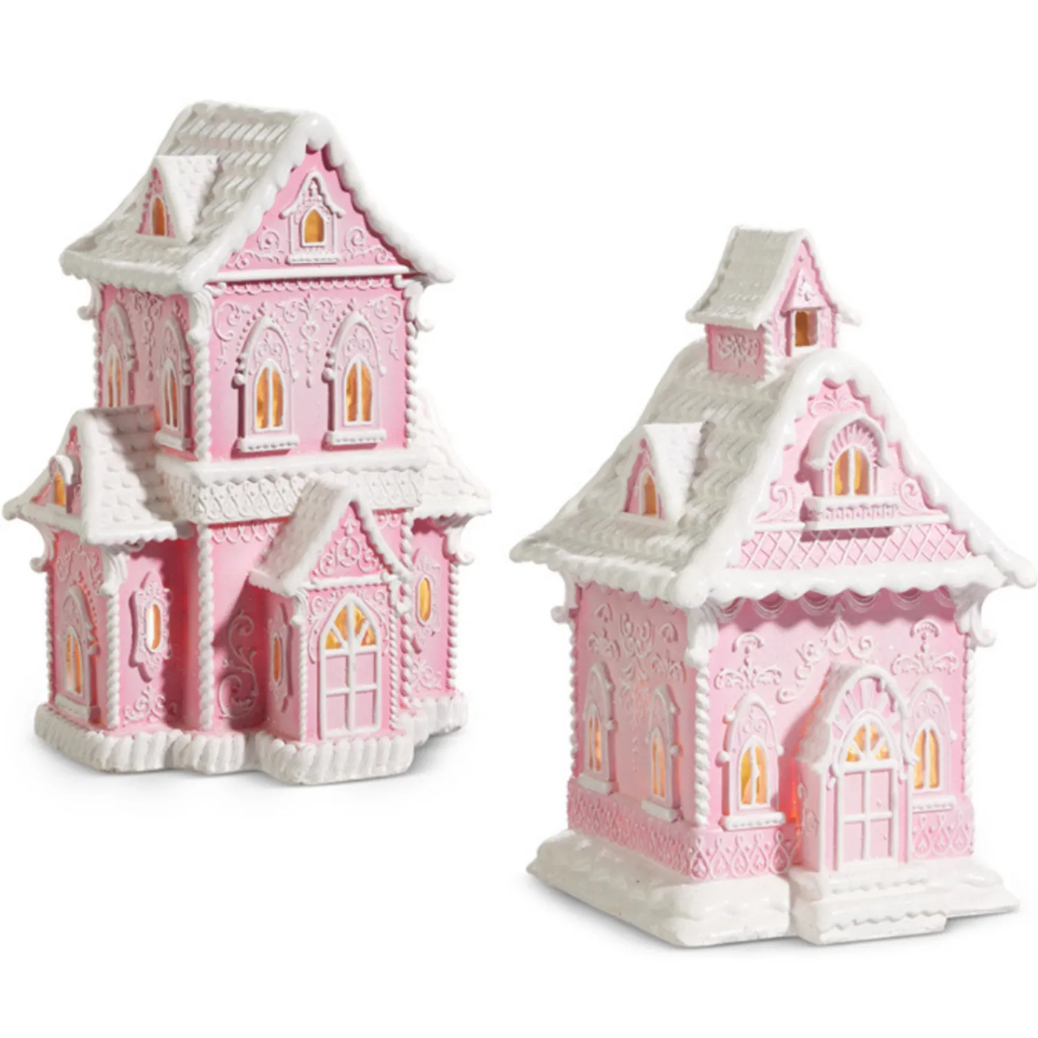 Discount The Jolly Christmas Shop Raz Pink And White Lighted Christmas Gingerbread House Decoration