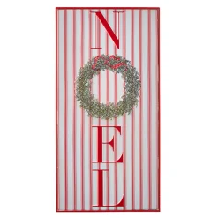 Hot The Jolly Christmas Shop Raz Red And White Striped Joy Or Noel Metal Framed Christmas Sign
