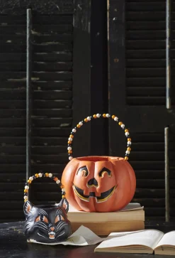 Clearance The Jolly Christmas Shop Raz Scaredy Cat Or Jack O Lantern Halloween Candy Bucket Decoration