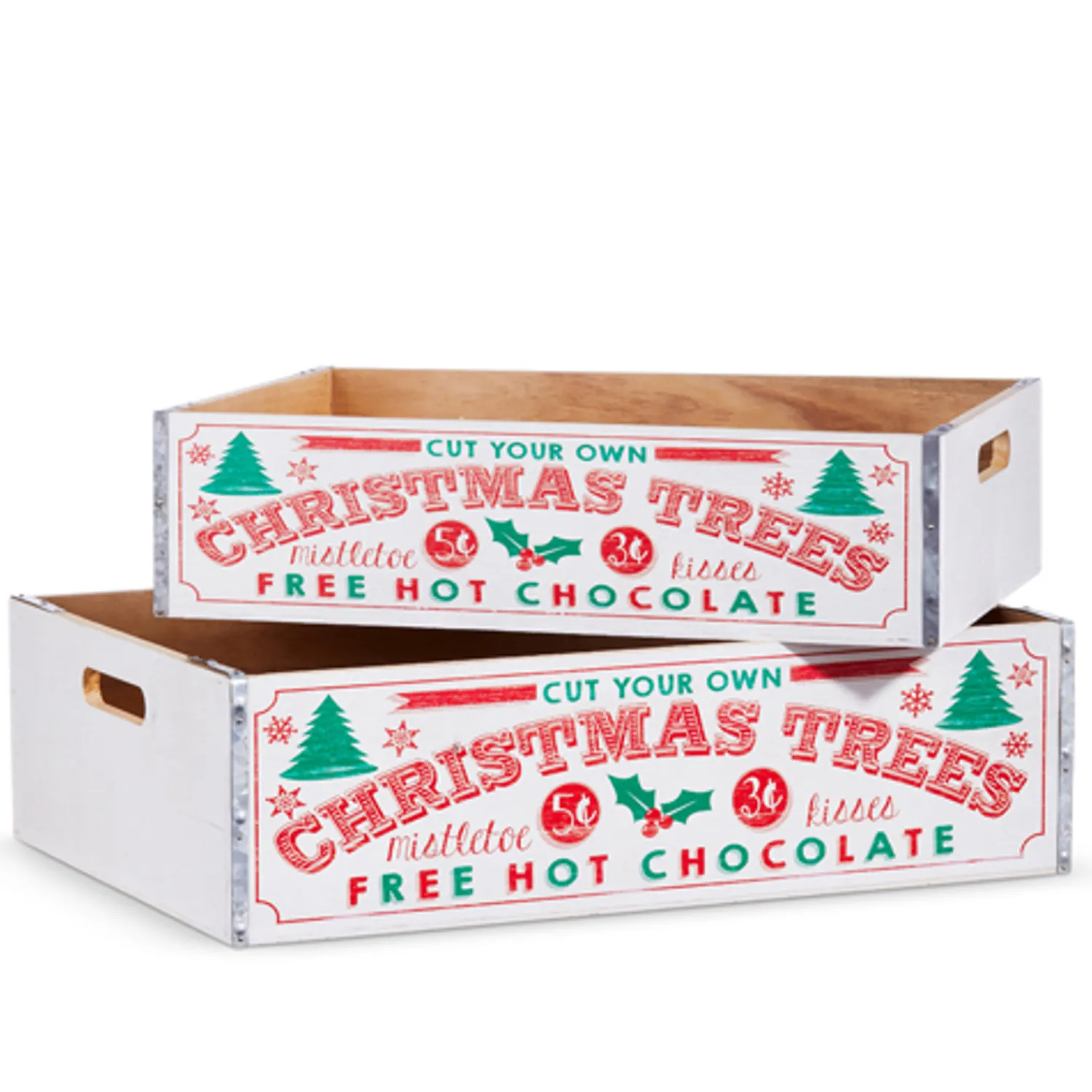 Online The Jolly Christmas Shop Raz Set Of 2 17.75" Christmas Tree Crates 4312378
