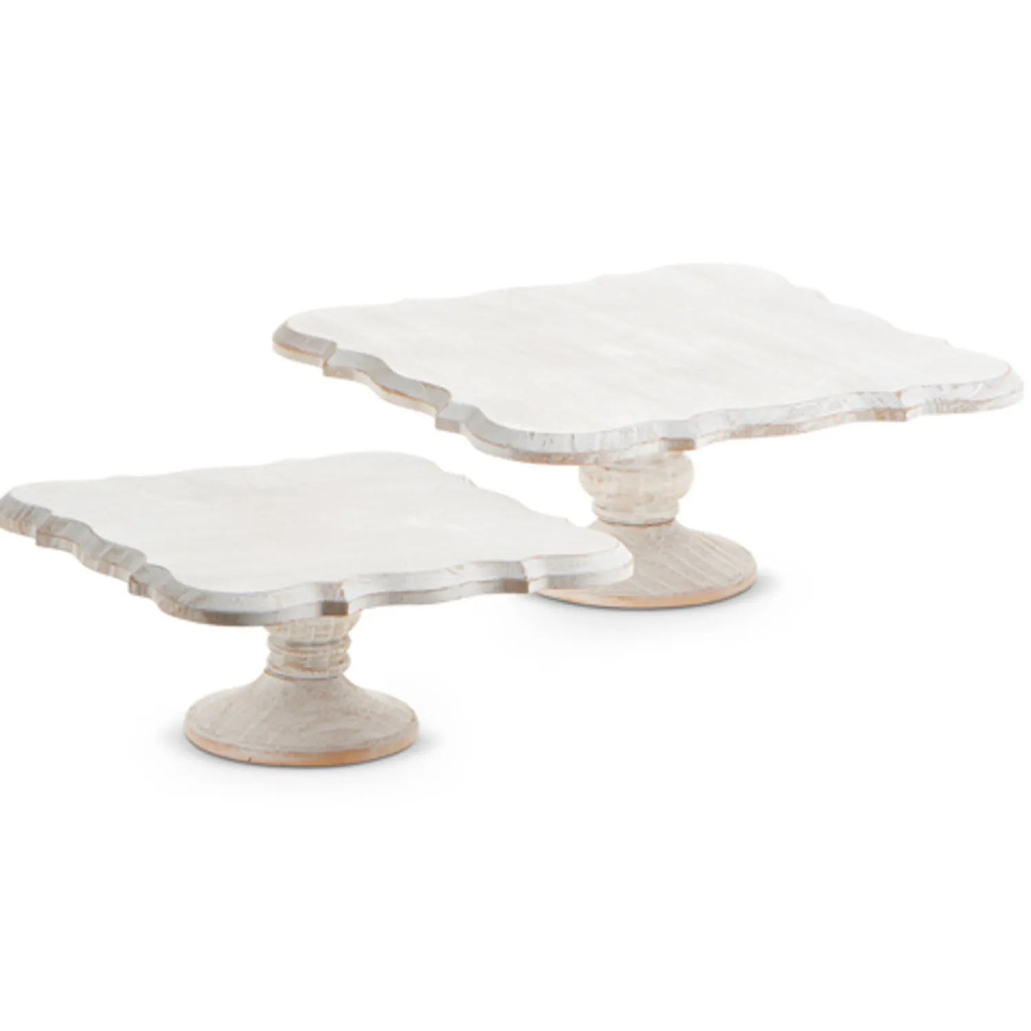 Hot The Jolly Christmas Shop Raz Set Of 2 13" Square Wooden White Washed Pedestal Christmas Decoration 4328017