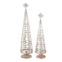 Discount The Jolly Christmas Shop Raz Set Of 2 Crystal Jeweled Tree With Gold Glitter Christmas Decoration 4213523