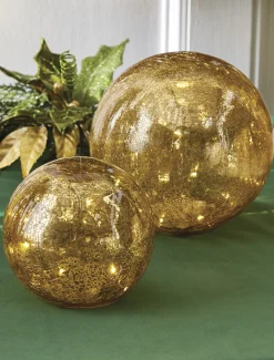 Outlet The Jolly Christmas Shop Raz Set Of 2 Gold Mercury Glass Lighted Ball Christmas Decoration 4222802