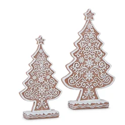 Outlet The Jolly Christmas Shop Raz Set Of 2 Large Frosted Gingerbread Trees 4312156