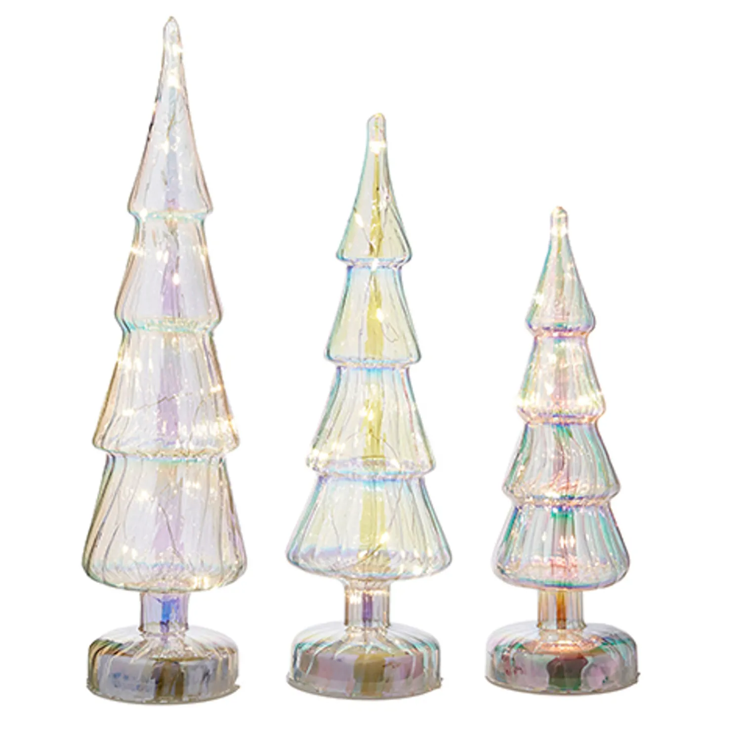 Online The Jolly Christmas Shop Raz Set Of 3 Lighted Iridescent Glass Tree Christmas Decoration 4222911