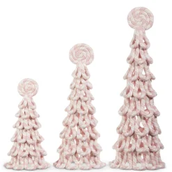 Online The Jolly Christmas Shop Raz Set Of 3 Pink Peppermint Christmas Trees 4316051