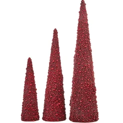 Best The Jolly Christmas Shop Raz Set Of 3 Red Berry Cone Christmas Tree 4211312