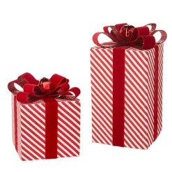 Online The Jolly Christmas Shop Raz Set Of 2 Striped Package Christmas Ornament Or Decoration 4202415