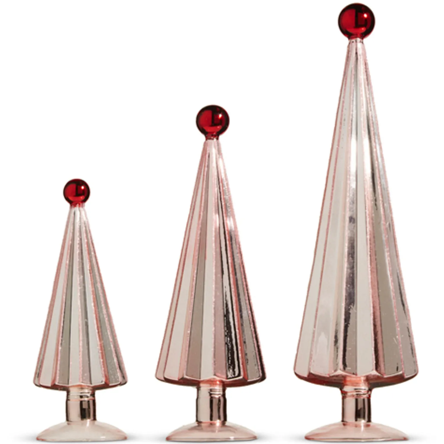 The Jolly Christmas Shop Raz Set Of 3 Sugar Plum Fairy Pink With Red Ball Topper Christmas Trees 4322951