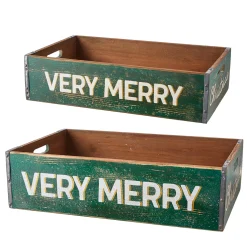 Clearance The Jolly Christmas Shop Raz Set Of 2 Very Merry Christmas Crate Decoration 4112320