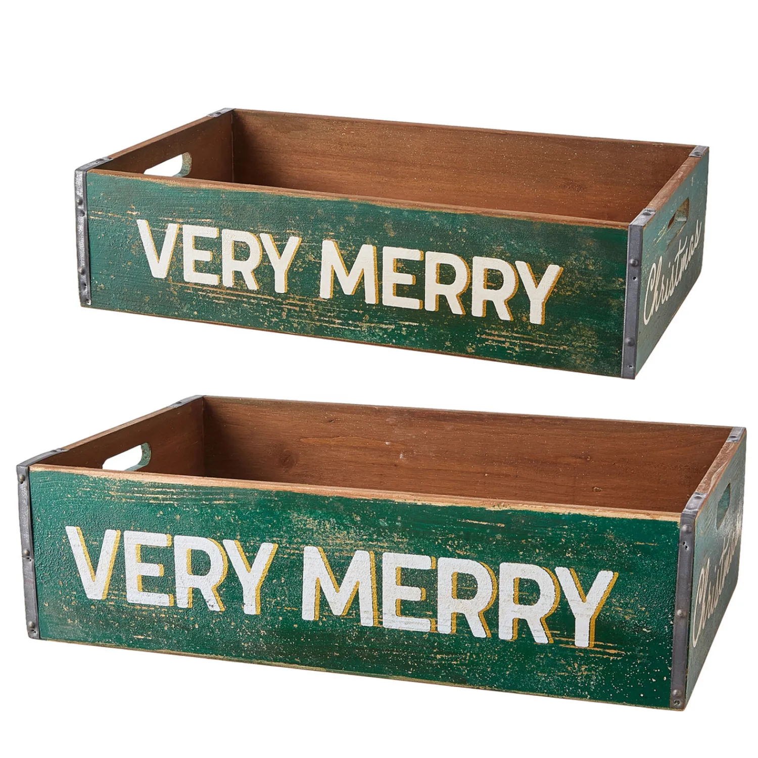 Clearance The Jolly Christmas Shop Raz Set Of 2 Very Merry Christmas Crate Decoration 4112320