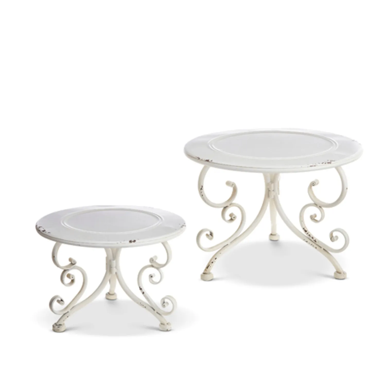 Clearance The Jolly Christmas Shop Raz Set Of 2 White Distressed Metal Risers Stands 4228915