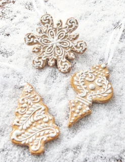Discount The Jolly Christmas Shop Raz Set Of 3 White Icing Gingerbread Cookies Christmas Ornaments 4110246
