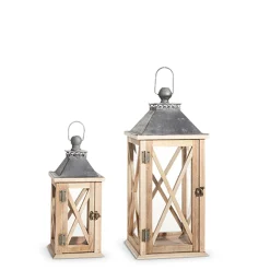 Sale The Jolly Christmas Shop Raz Set Of 2 Wood And Metal Christmas Lantern 4337902