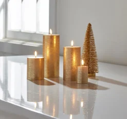 Online The Jolly Christmas Shop Raz Uyuni Rustic Gold Battery Operated Candle With Lighted Flickering Flame