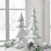 Clearance The Jolly Christmas Shop Raz White Carved Christmas Tree Decoration Set Of 2 4401619